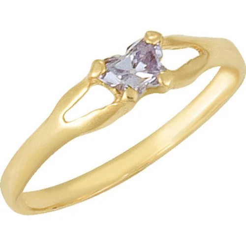 14k Yellow Gold July CZ Birthstone Ring, Size 3