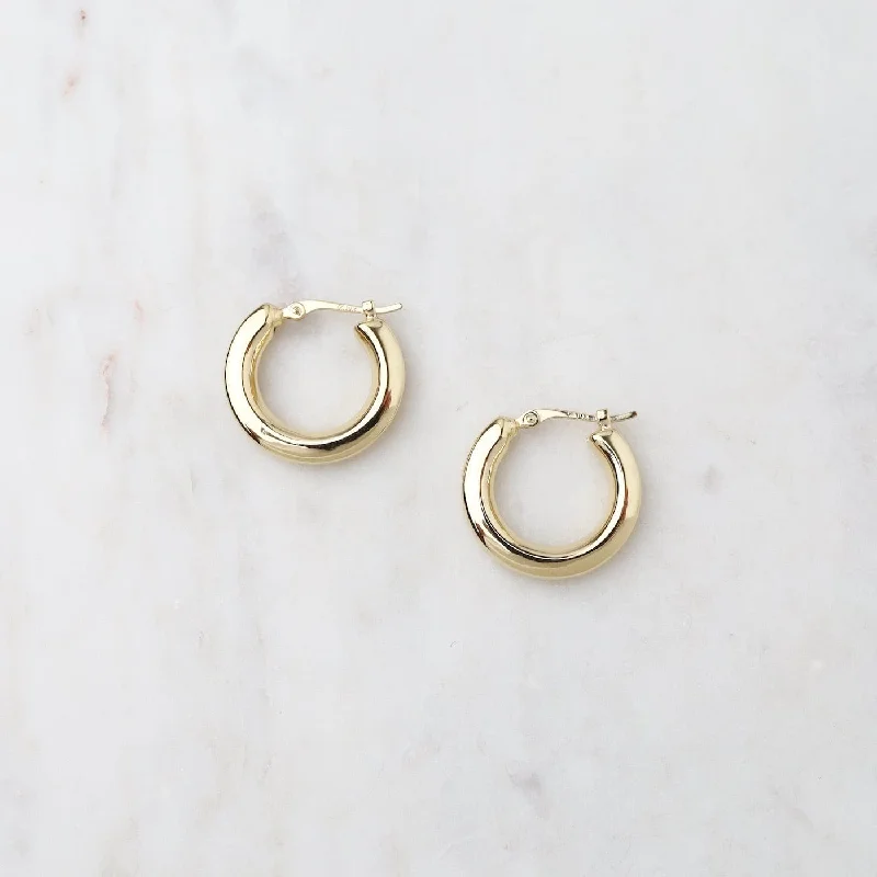 14K Yellow Gold Small Round Square Hoop