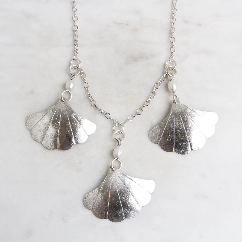 Sterling Silver Fluttering Ginkgo Leaf Necklace