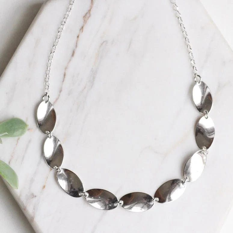 Sterling Silver Necklace with Oval Tabs