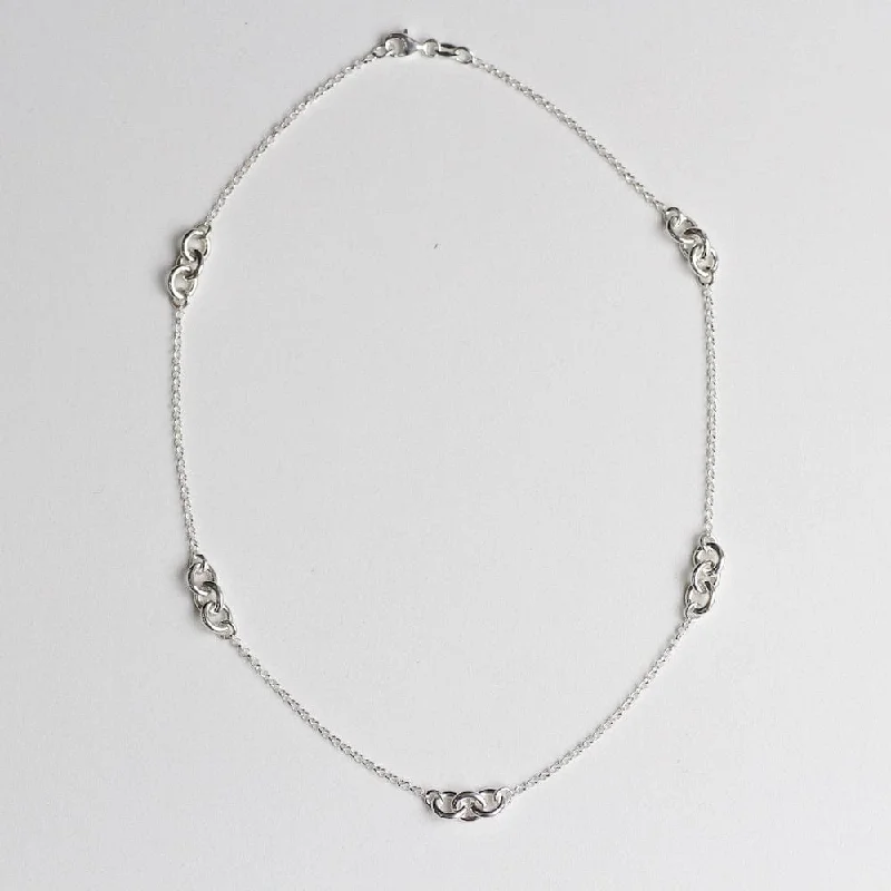 Sterling Silver Chain with 3-Link Stations