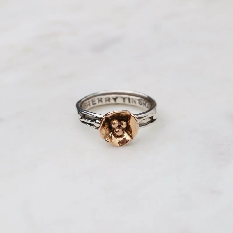 Vine with Rose Gold Dogwood Flower Ring