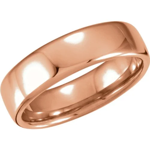 6.5mm 14k Rose Gold Euro-Style Light Comfort-Fit Band Sizes 4 to 14