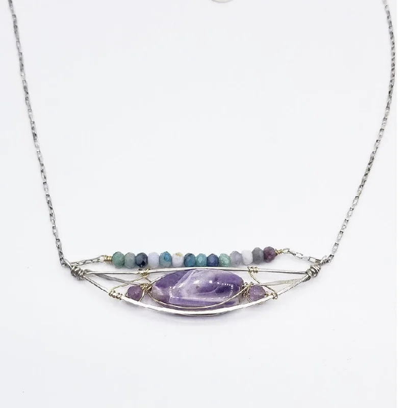 HAND FORMED STERLING SILVER ARC WITH CAPE AMETHYST NECKLACE