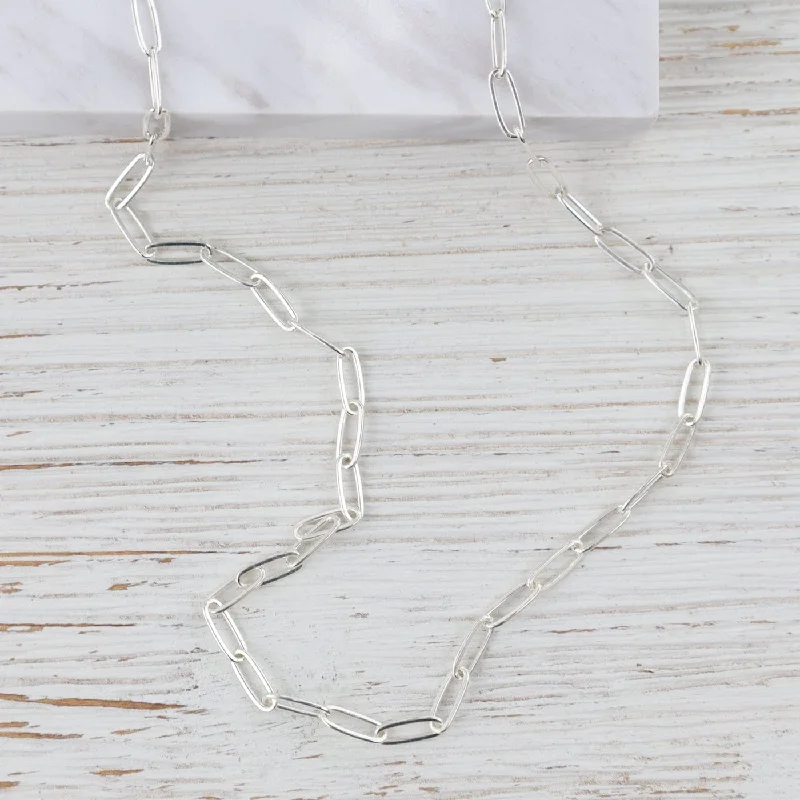 16" Sterling Silver Flat Drawn Cable Chain