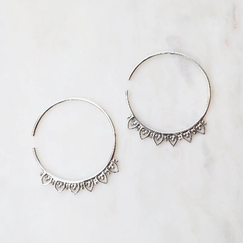 Sterling Silver Hoops with Petals