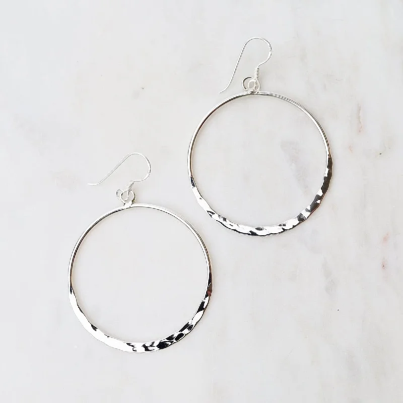 Sterling Silver Large Hammered Hoops on Hooks