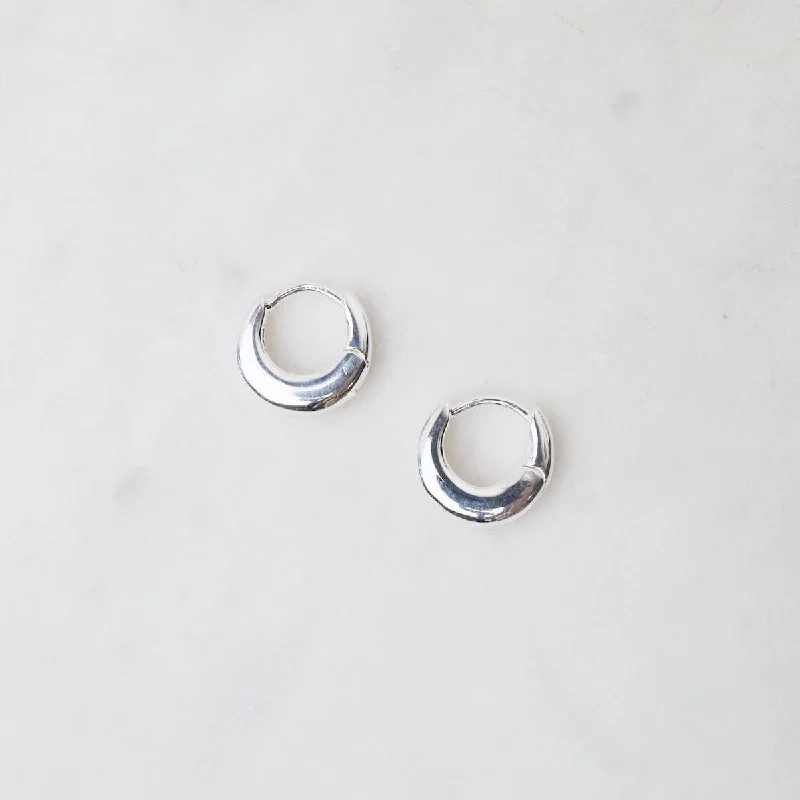 Sterling Silver Tiny Crescent Click Huggie Hoops