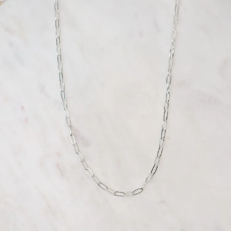 24" Sterling Silver Flat Drawn Cable Chain