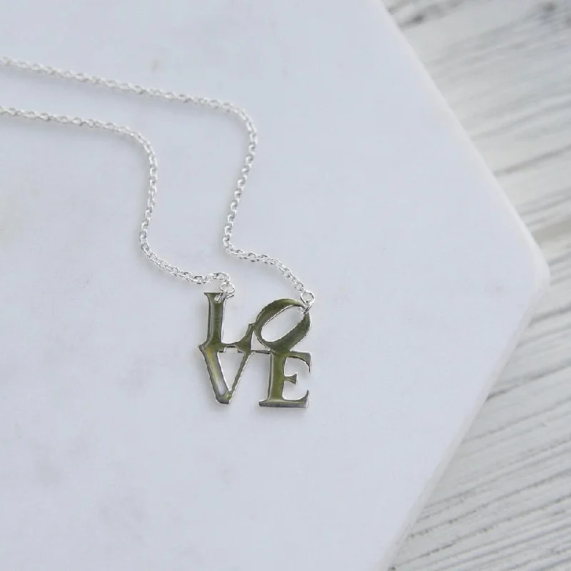 Polished Silver LOVE Necklace