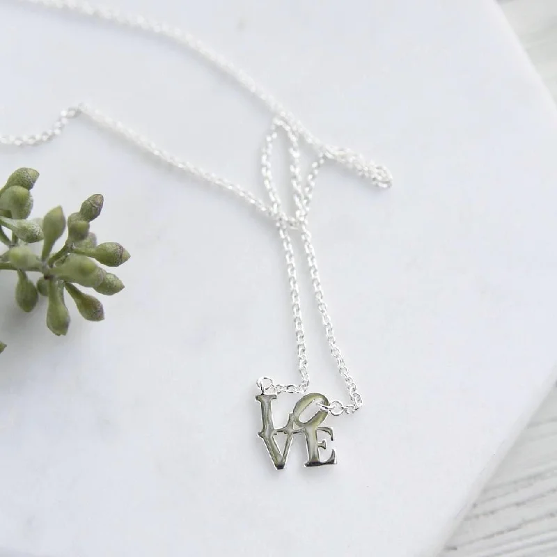 Silver Polished Mini LOVE Necklace