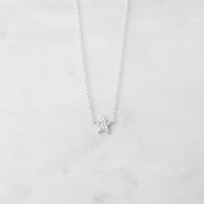 Sterling Silver CZ Pavé Star Necklace