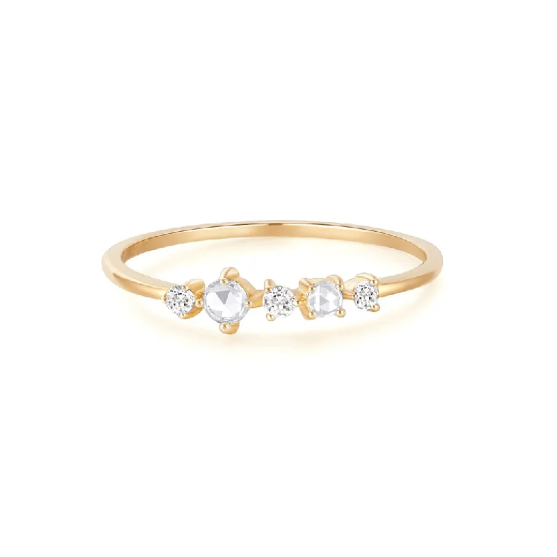 Gold Rose Cut White Sapphire Ring