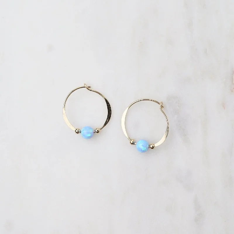 Gold Filled Opal Beaded Hoop Earrings