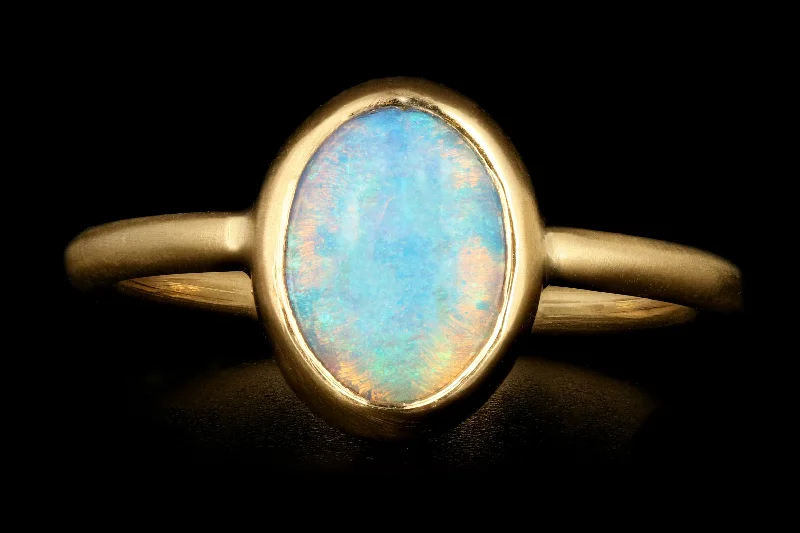 New Handmade 18K Yellow Gold 1.07 Carat Opal Ring