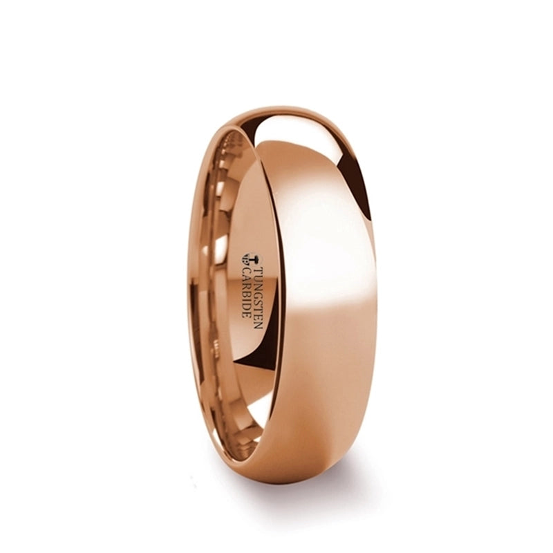 Domed Rose Gold Plated Tungstern Carbide Band