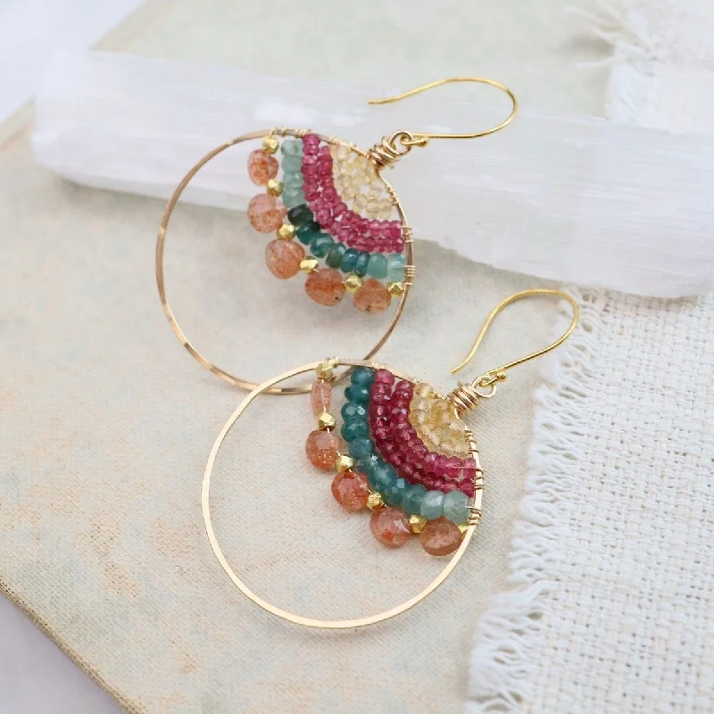 Large Hoop Earrings with Sunstone