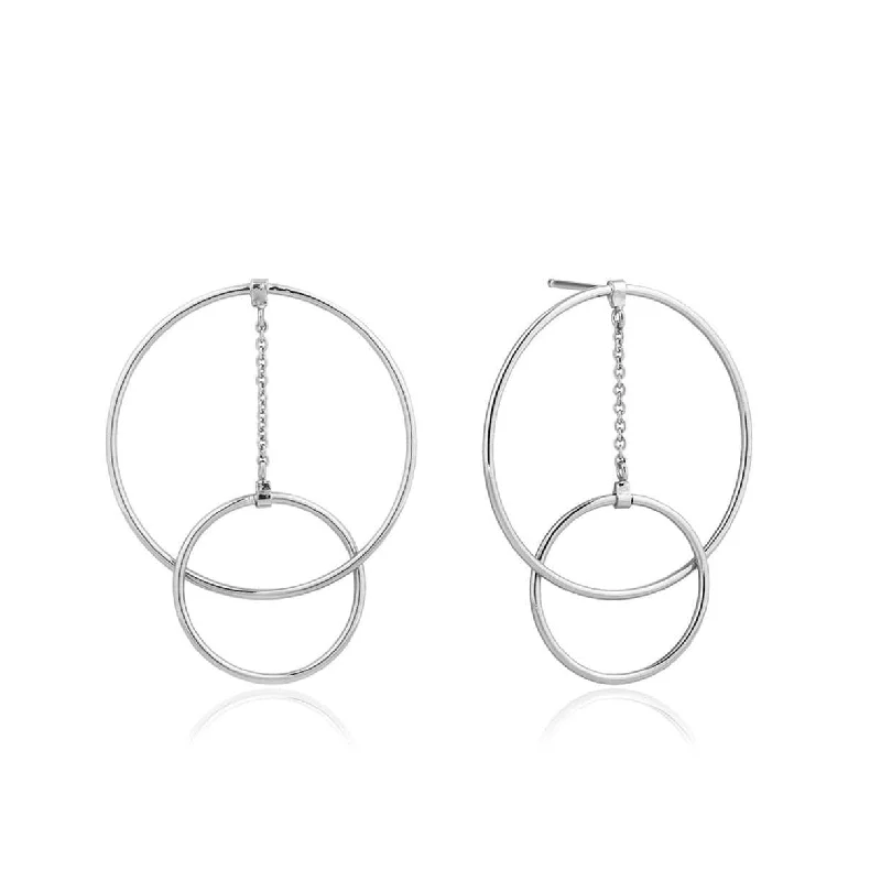 Silver Modern Front Hoop Earrings