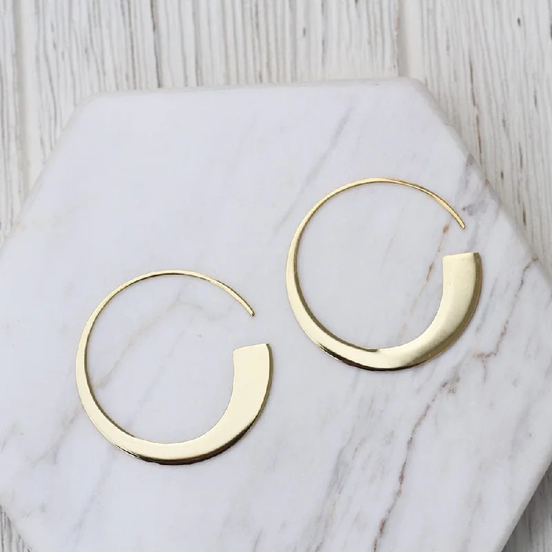 Gold Geometry Slim Hoop Earrings