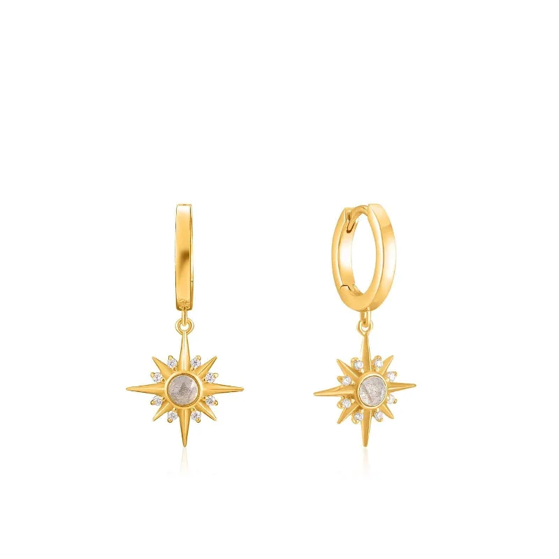 Gold Midnight Star Huggie Hoop Earrings