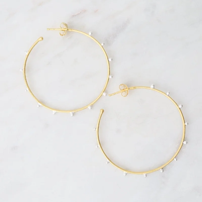 Matte Vermeil Dotted Hoop Earrings - Large