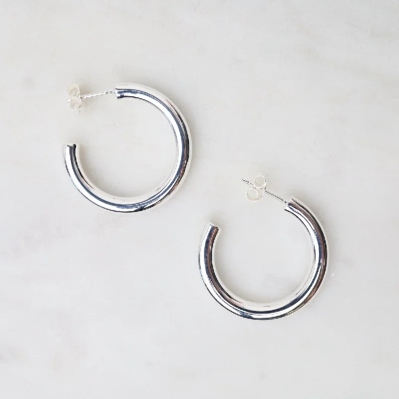 Sterling Silver Tube Hoops on Posts