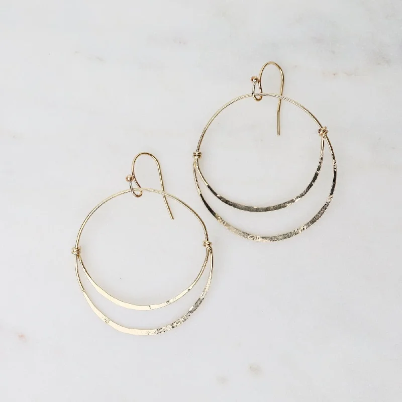 Hand Formed Gold Filled Moon Hoops