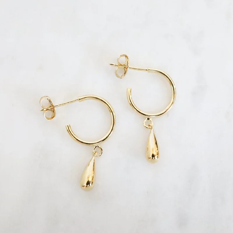 Hoop with Hanging Drop in Gold Vermeil