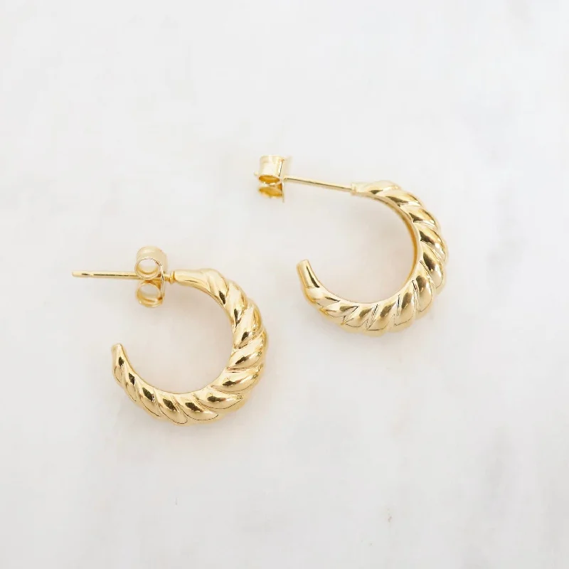 Small Puffy Twist Hoop in Gold Vermeil