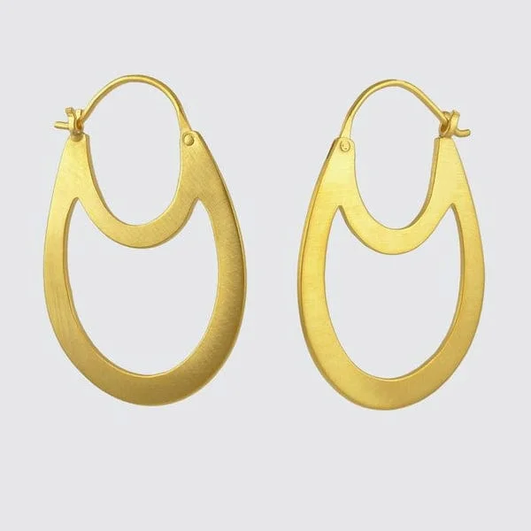 Gold Plated Double Oval Hoop Earrings