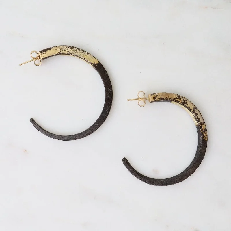 Pat Flynn Iron Large Hoops with 22k Yellow Gold Dust