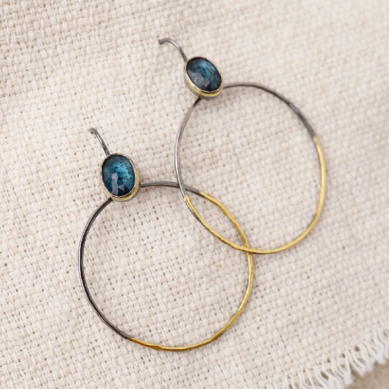 Rim Hoop Earrings with Kyanite