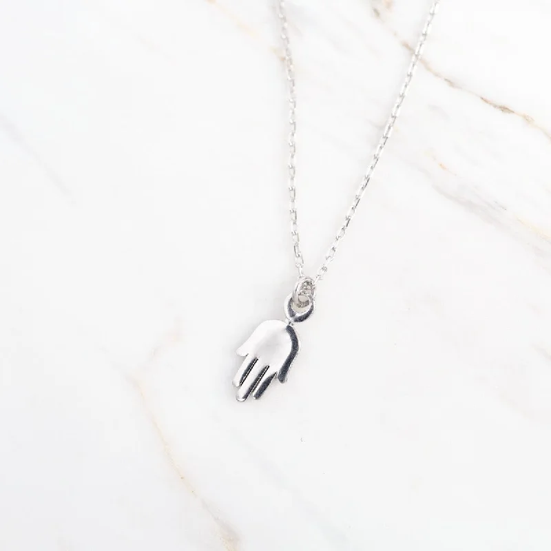 Dainty and Sleek Silver Hamsa Necklace