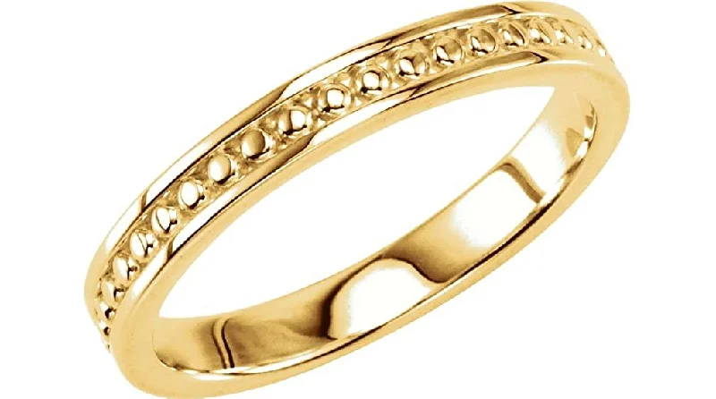 Granulated Raised Edge 2.75mm 14k Yellow Gold Band