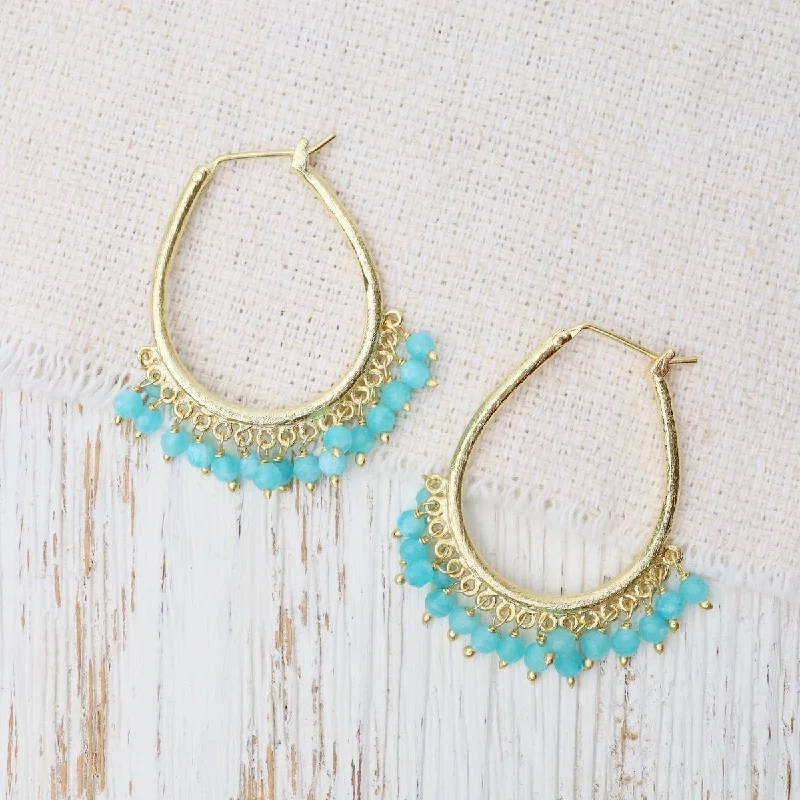 Amazonite Beaded Hoops