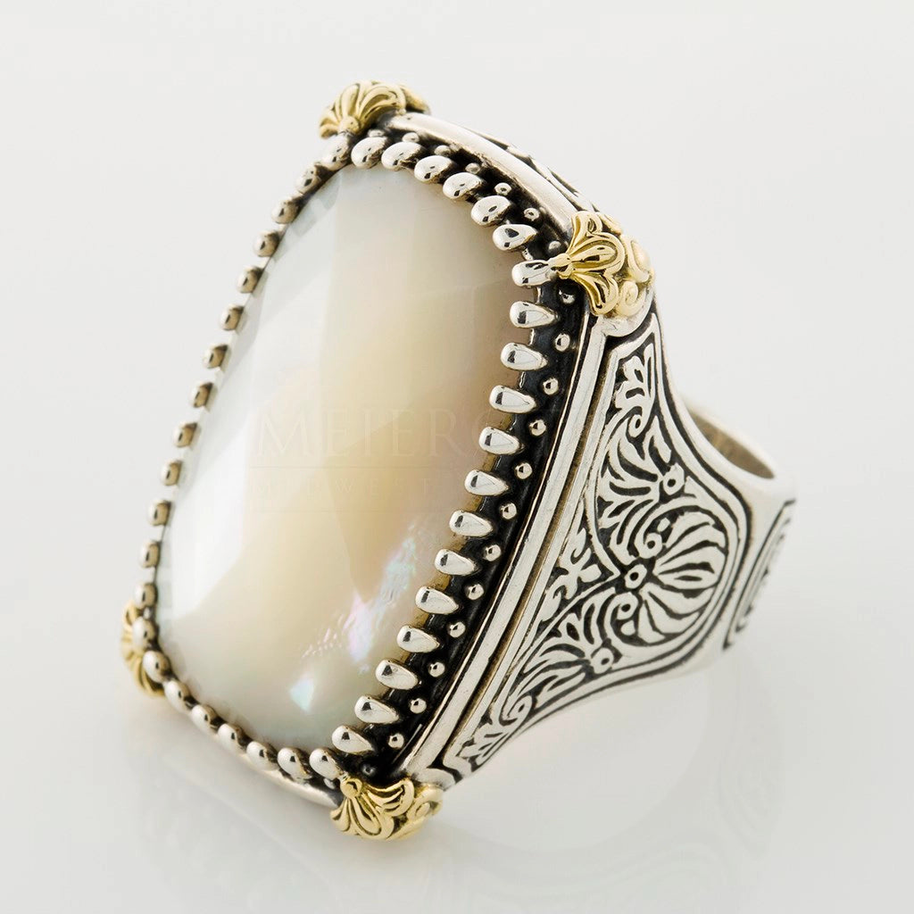 Konstantino Athena Sterling & Gold Rectangle Mother of Pearl Ring