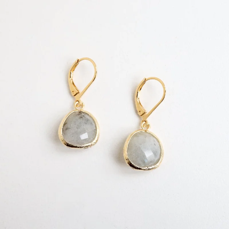 Gold Plated Labradorite Lever Back Earring