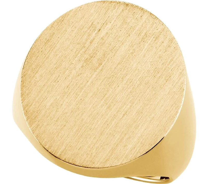 Men's 10k Yellow Gold Solid Brush Finish Round Flat-Top Signet Ring