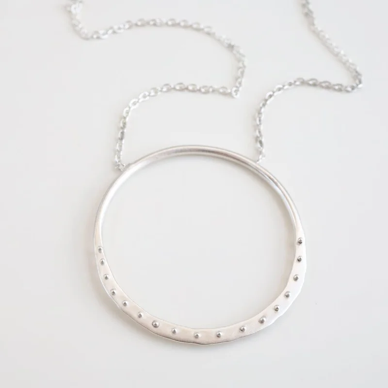 Silver Dot Crescent Necklace