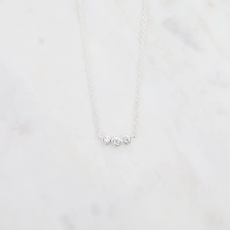 Sterling Silver 3 Bezel Set CZ Necklace