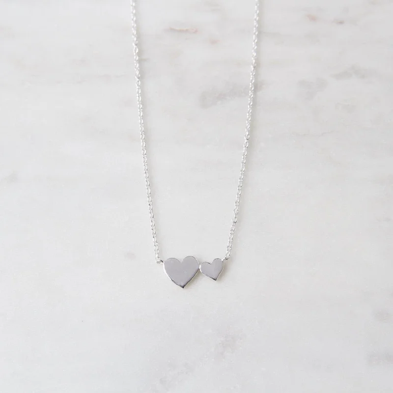 Sterling Silver Big & Little Hearts Necklace