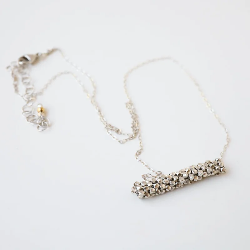 Hand Stitched Tiny Sterling Silver Cubes Necklace