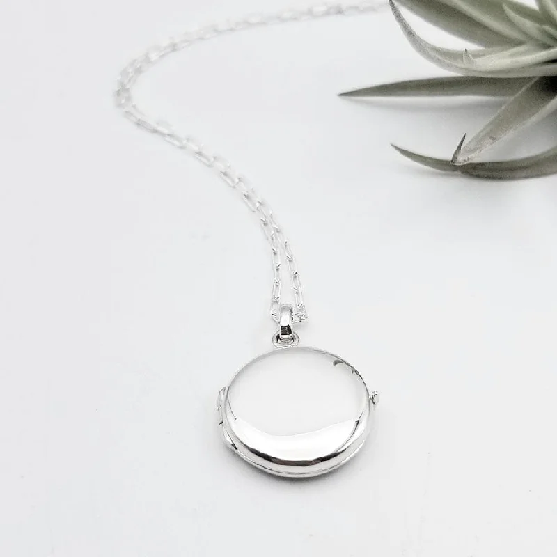 Sterling Silver Round Locket on 24" Parallel Chain