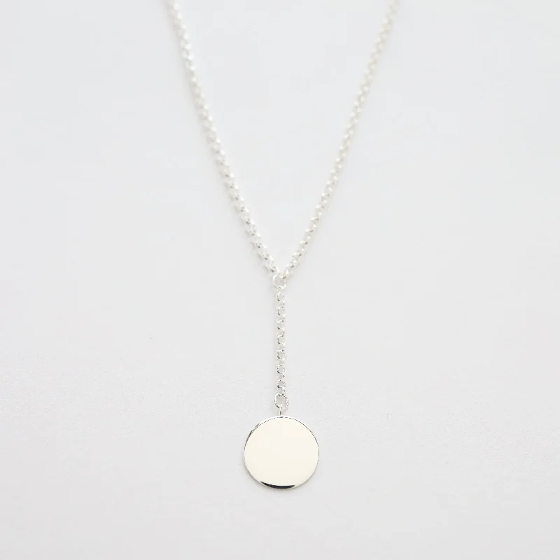 Disc Drop "Y" Necklace in Sterling Silver