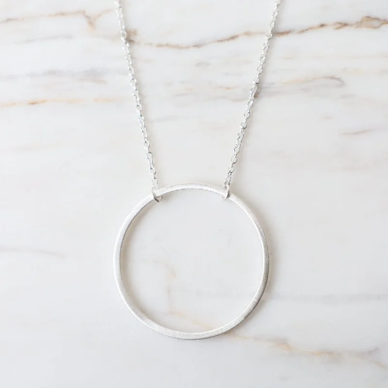 Big Wire Circle Necklace in Brushed Sterling Silver