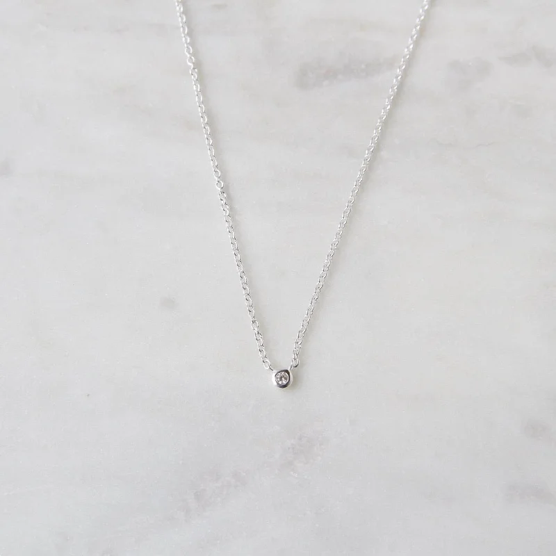 Sterling Silver Bezel Set 2mm CZ Necklace