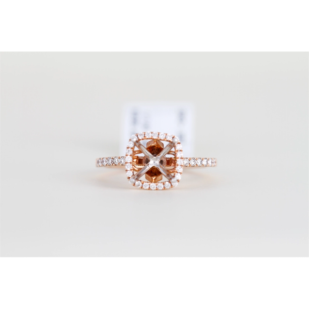 Natalie K 14K Rose Gold Semi Mount, Cushion Halo