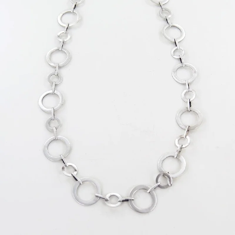 Flat Circle Link Necklace - Sterling Silver