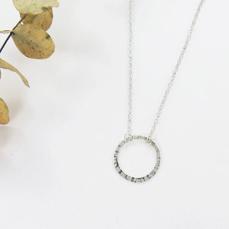 Sterling Silver Etched Ring Necklace