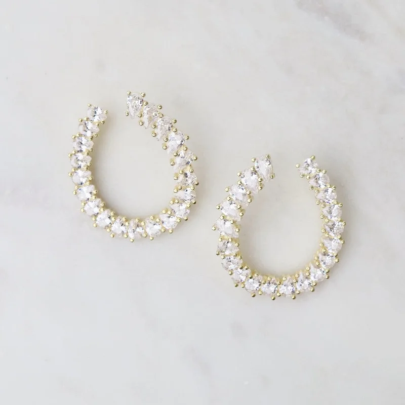 Gold Vermeil CZ Tear Shaped Wrap Hoops